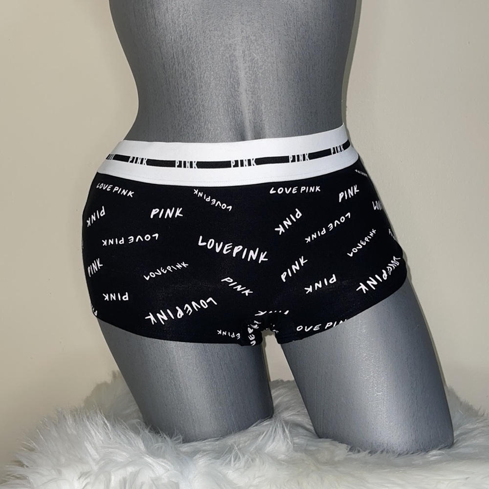 VICTORIAS SECRET PINK LOGO WAISTBAND BOYSHORT UNDERWEAR PANTY. NWT